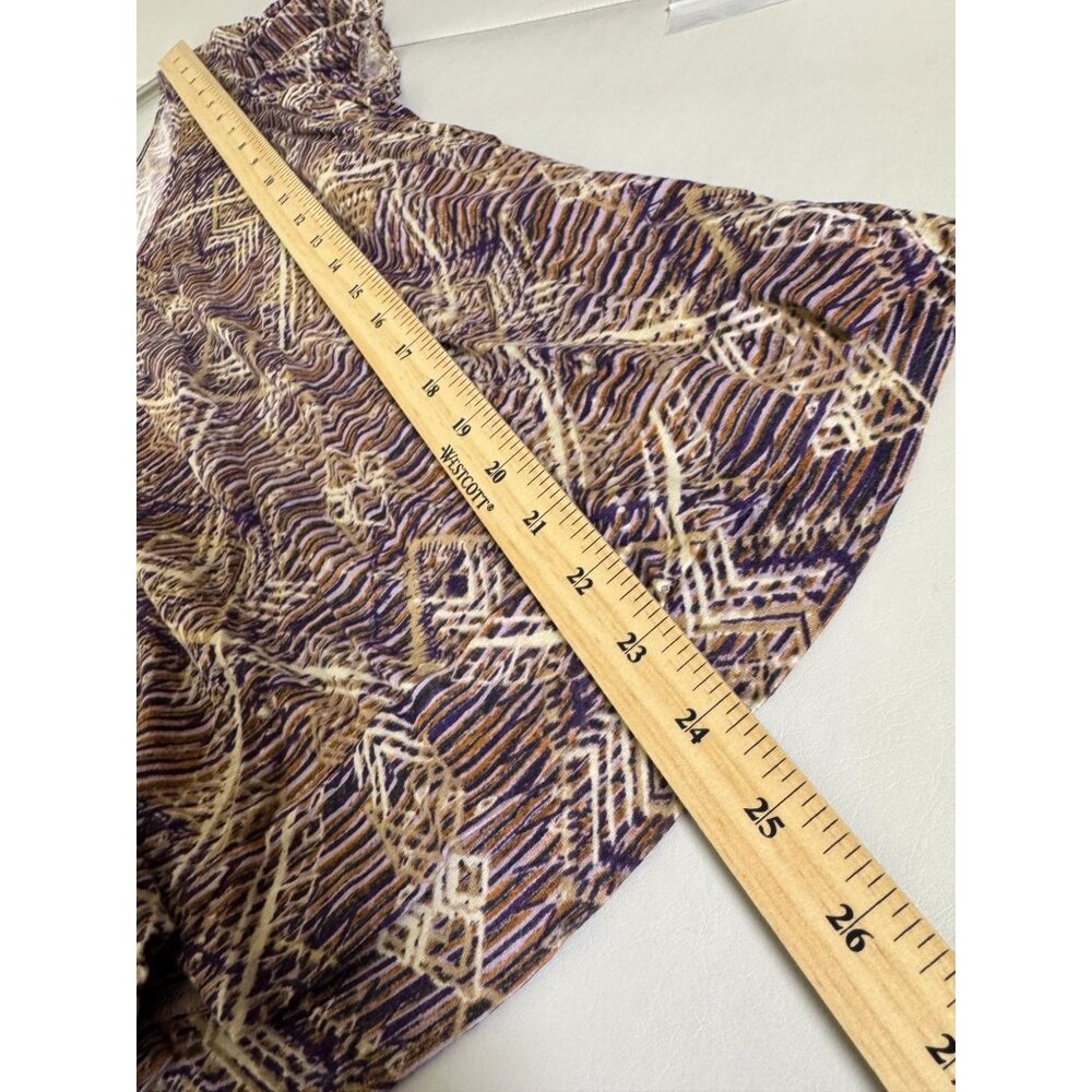 Lucky Brand Womens Geometric Short Sleeve Blouse Top Size Large Boho Peasant - Picture 5 of 11
